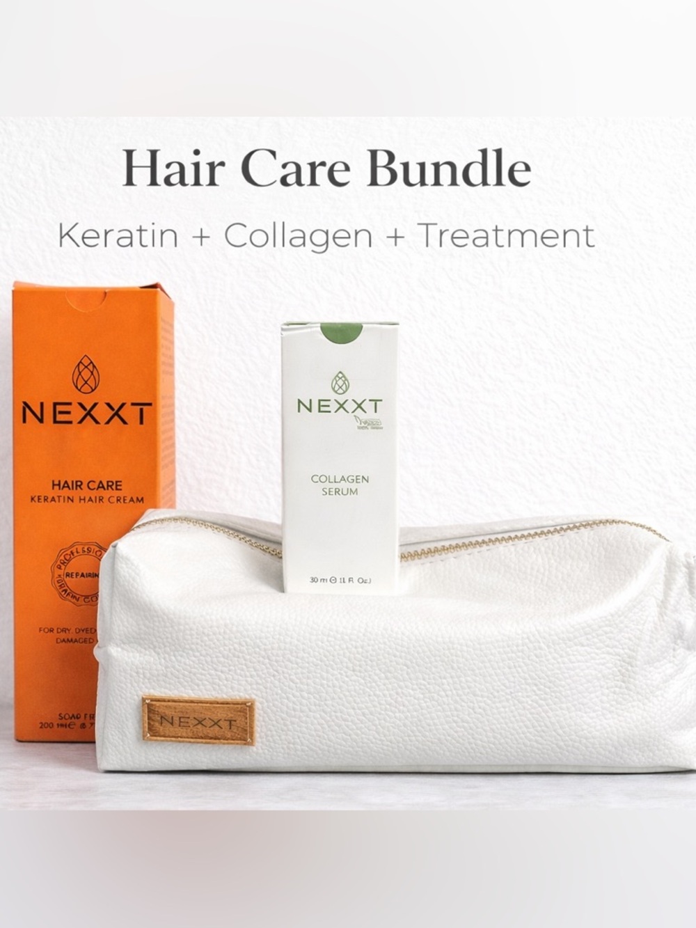 Nexxt Hair Care Bundle Keratin Cream Collagen Serum Treatment Bag